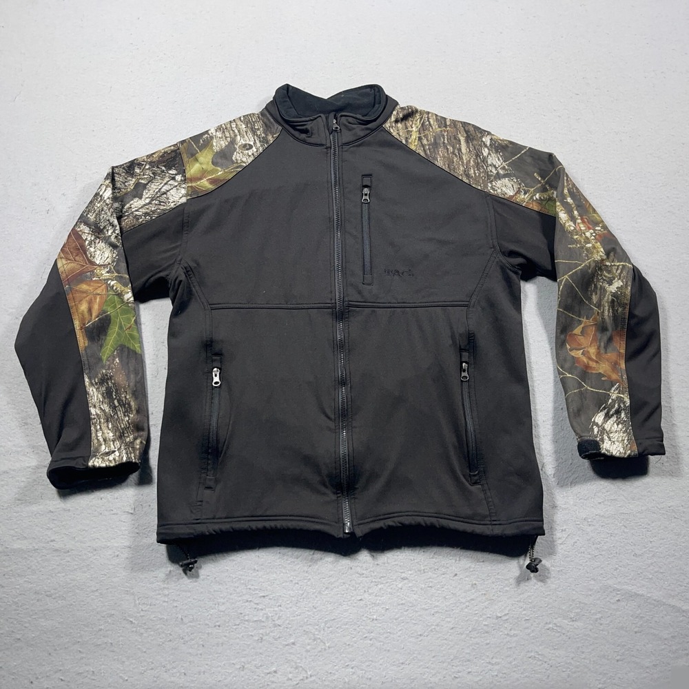 TAG Safari Softshell Jacket Men Medium Regular Black Camo Mossy Oak Gorpcore
